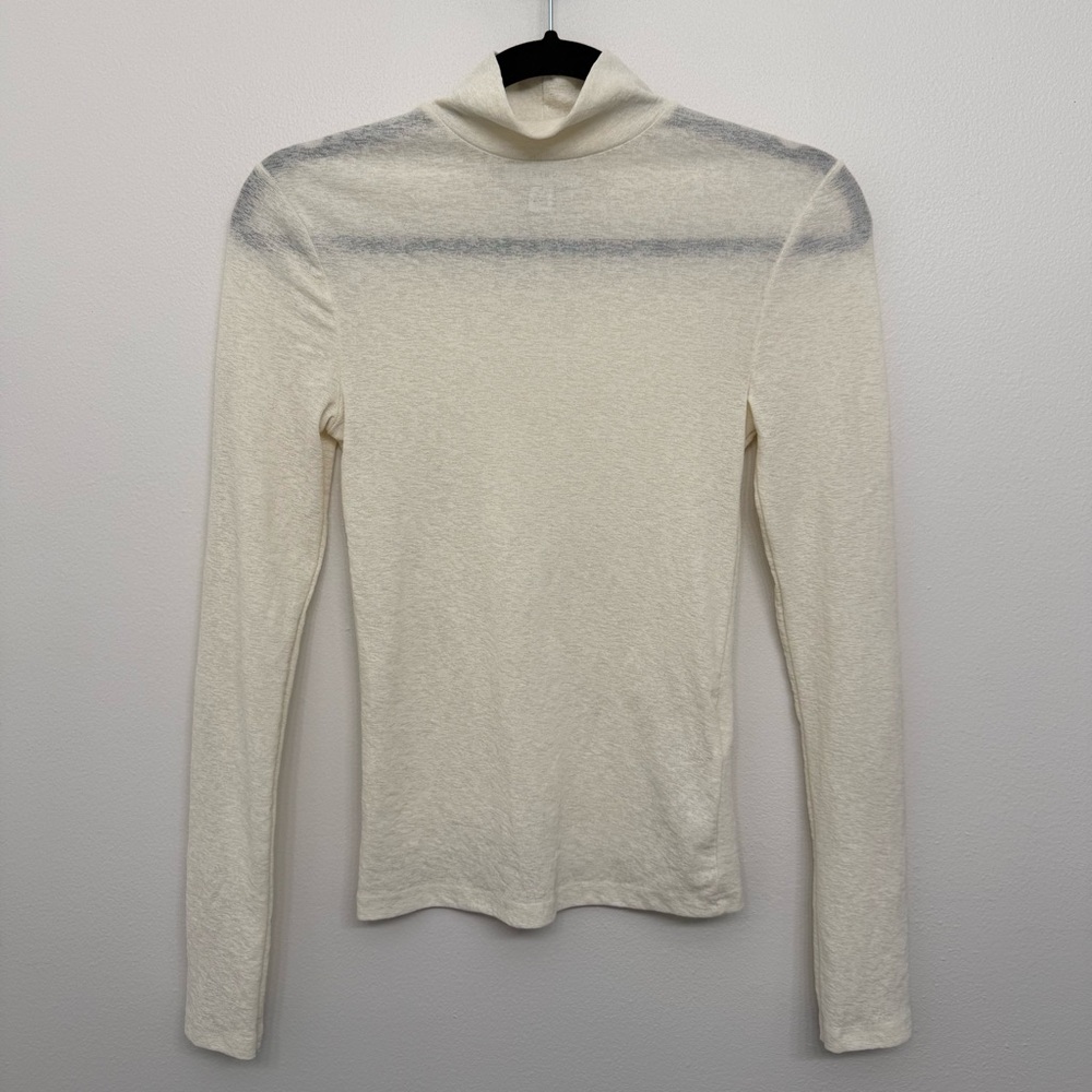 Topshop off white mesh turtleneck shirt